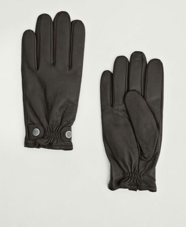 Embossed leather, wool & cashmere gloves